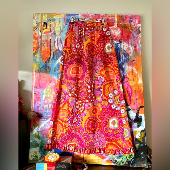 Rare Vintage ALICE of CALIFORNIA Vintage Floral 1960's MCM VIVID Maxi Skirt s/xs - Picture 8 of 9